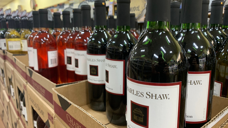 Charles Shaw wines on shelf at Trader Joe's