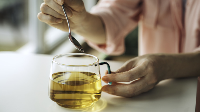 herbal tea in glass mug