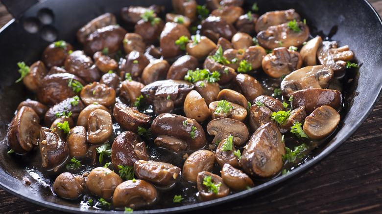 mushrooms sauteeing