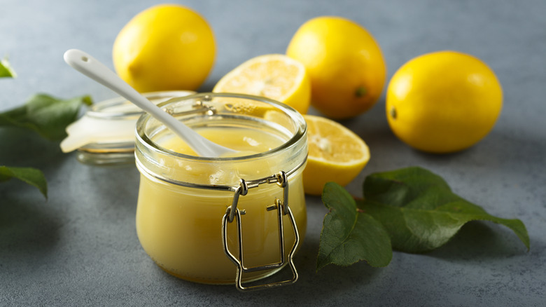 Lemon curd in jar