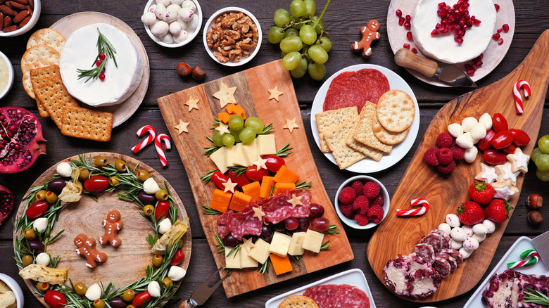 A table of Christmas charcuterie