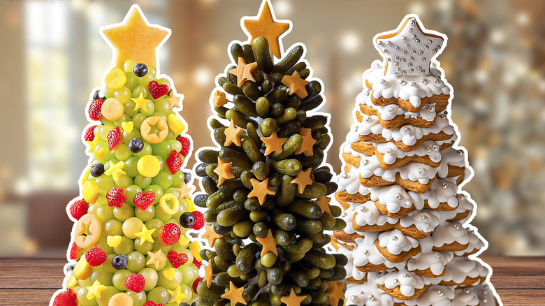 snack trees with fruits pickle and cookies