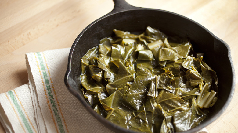 Skillet of collard greens