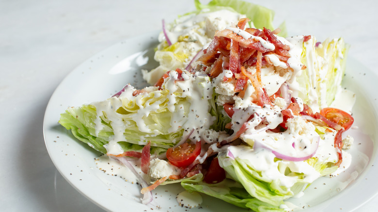 wedge salad with blue cheese dressing