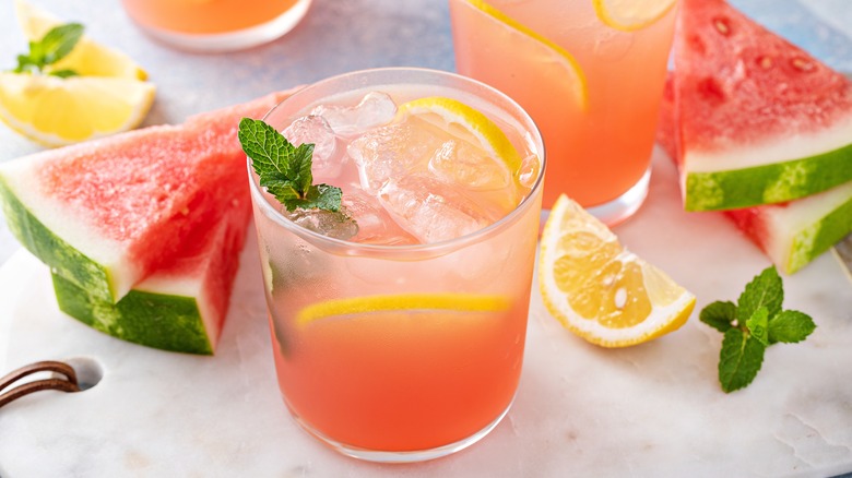 A glass of watermelon lemonade