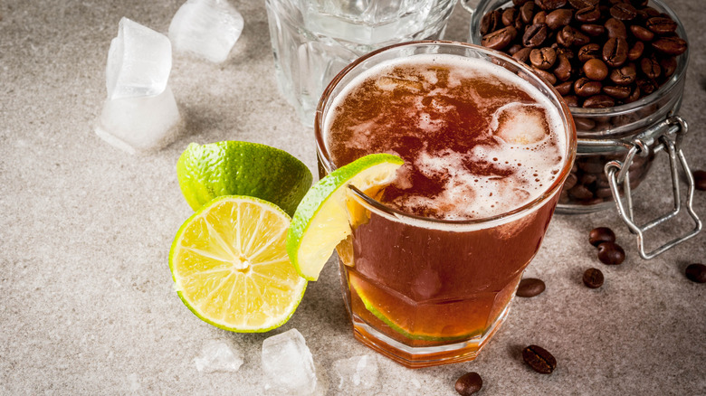 Espresso tonic drink with lime