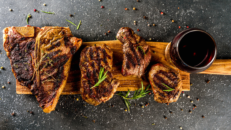 steak flight on a board