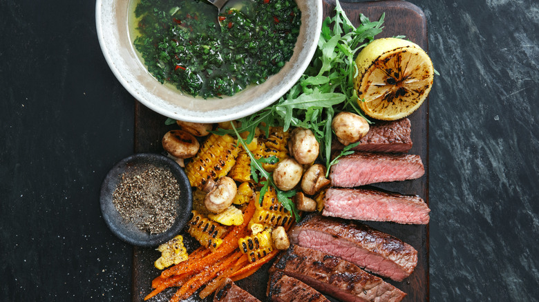 Argentinan asado on a wood serving board