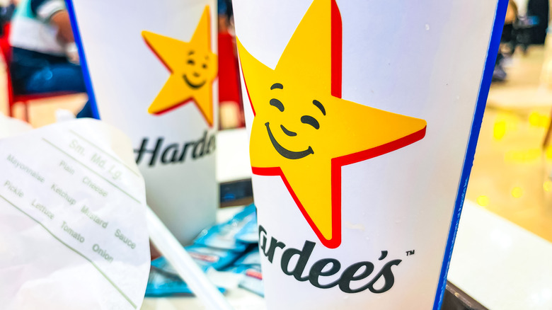 Hardee's cups and receipt