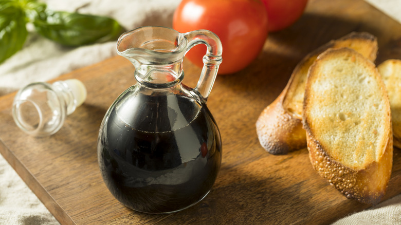 Balsamic vinegar in clear jar 