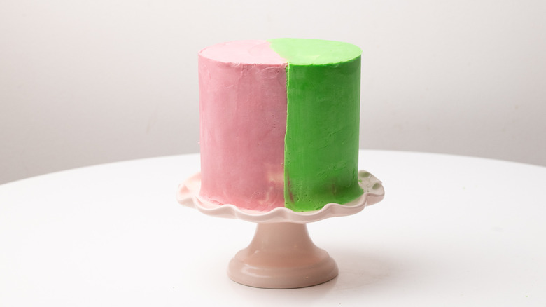 pink and green iced cake