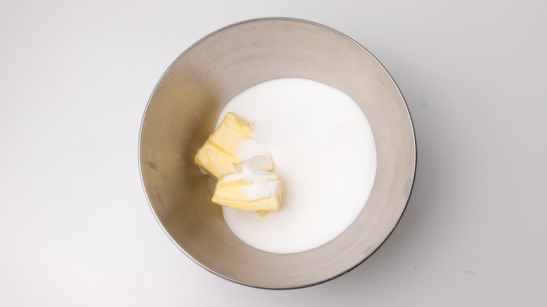 butter and sugar in bowl