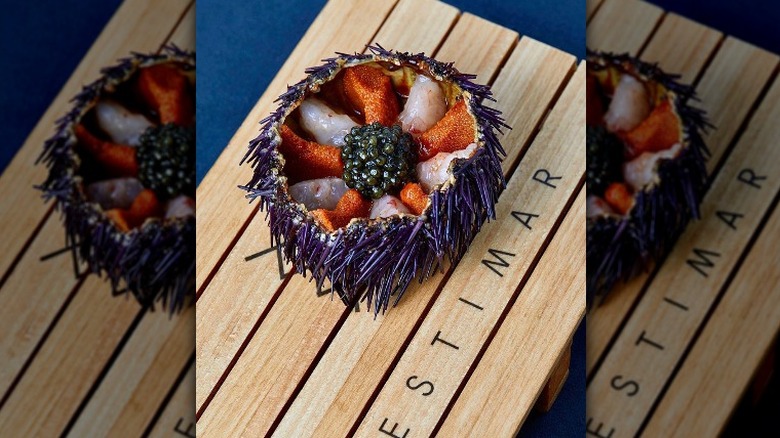 Stuffed urchin with caviar