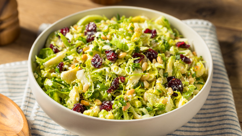 bowl of brussels sprouts slaw