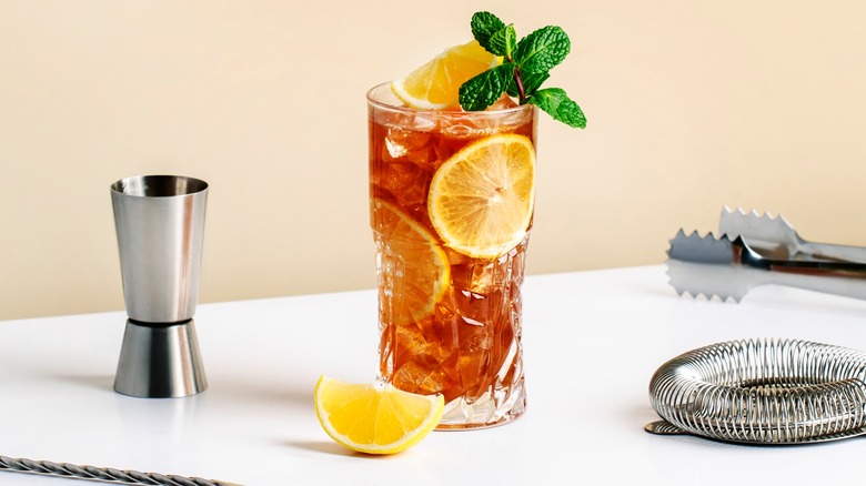 Long Island cocktail with orange 