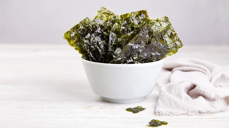 A bowl of nori seaweed