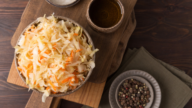 Sauerkraut on wooden board