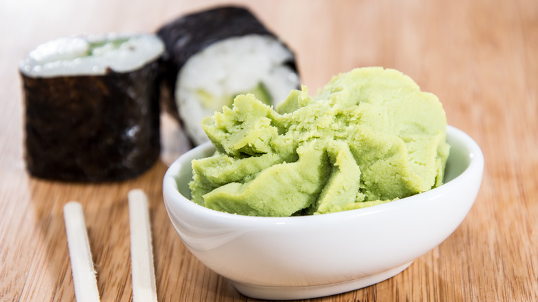 wasabi next to sushi