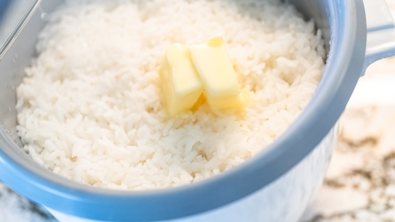 Knob of butter on hot rice