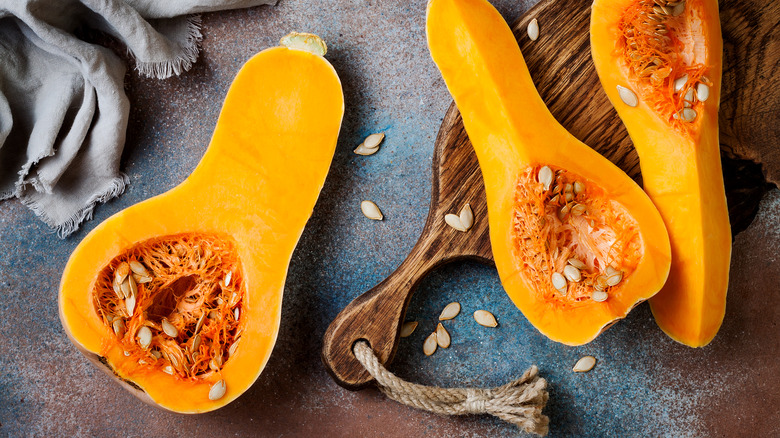 Halved butternut squash