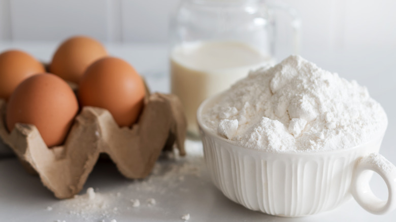 Flour, eggs, and milk