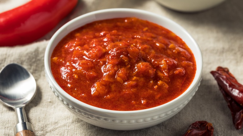 Harissa paste in a bowl 