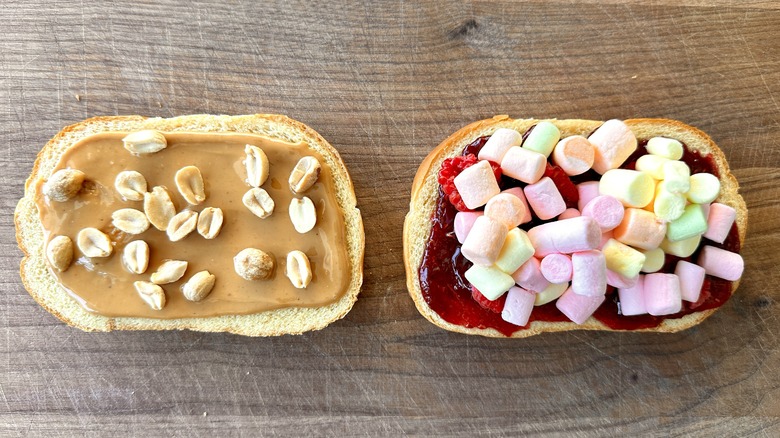 toast with peanut butter and marshmallows