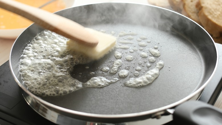 melting butter in pan