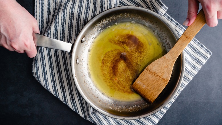 Brown butter in pan