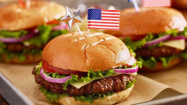 Burgers with American flag