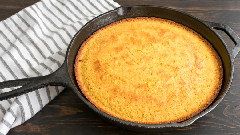 Cornbread in cast iron skillet 