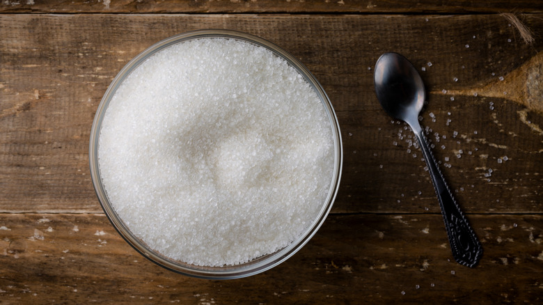 bowl of sugar with spoon