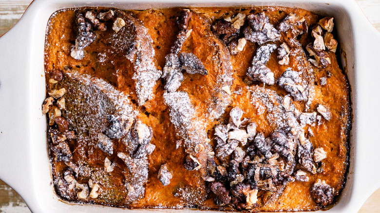 bread pudding with mashed sweet potatoes