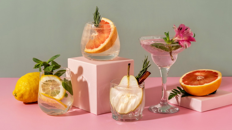 various floral and fruity cocktails