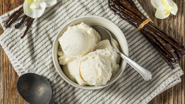 vanilla ice cream in bowl