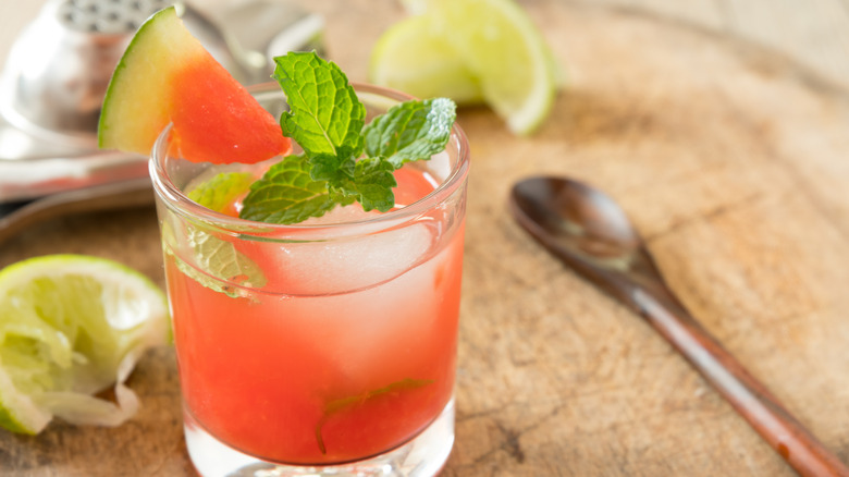 watermelon cocktail with garnishes