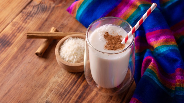 Glass of homemade horchata