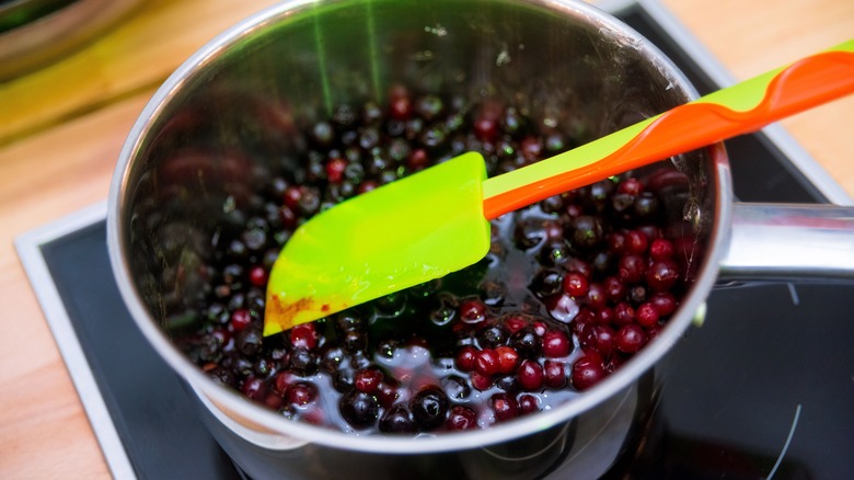 cranberries in a saucepan