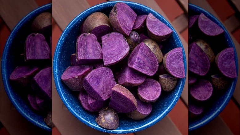 Adirondack blue potatoes diced