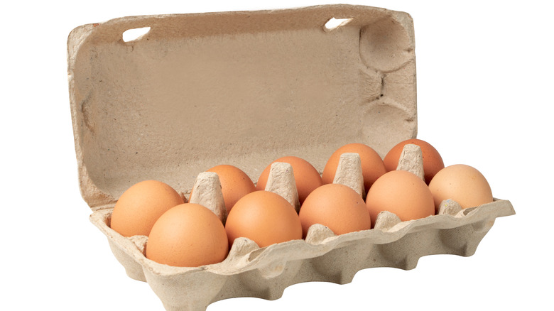 carton of brown eggs