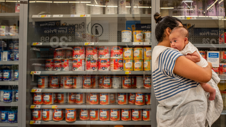 mother and baby near formula