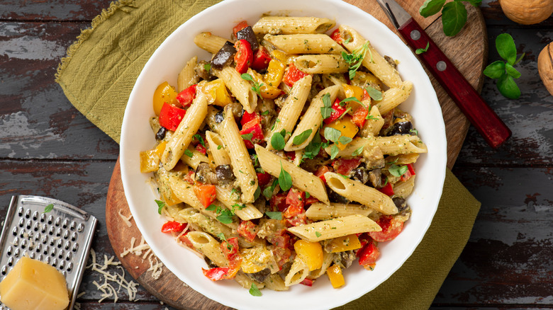 Bowl of pasta salad 