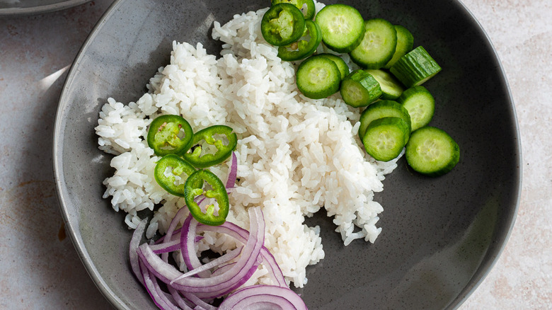 rice and vegetables in bowl