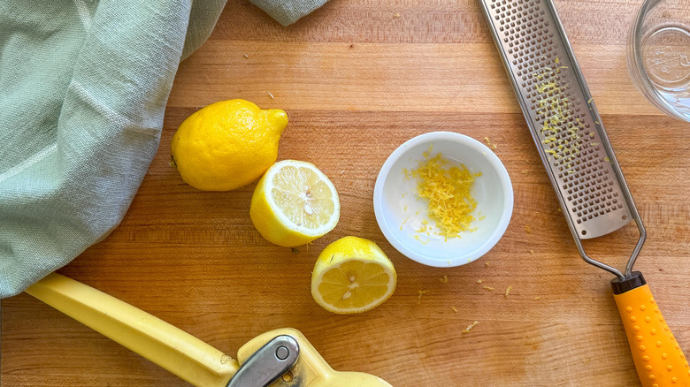 lemon zest in bowl