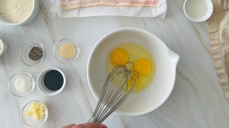 two eggs in white bowl