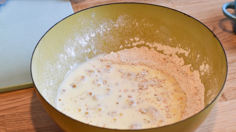 mixing wet and dry ingredients