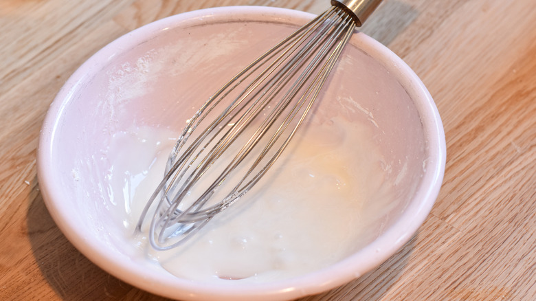 powdered sugar glaze in bowl