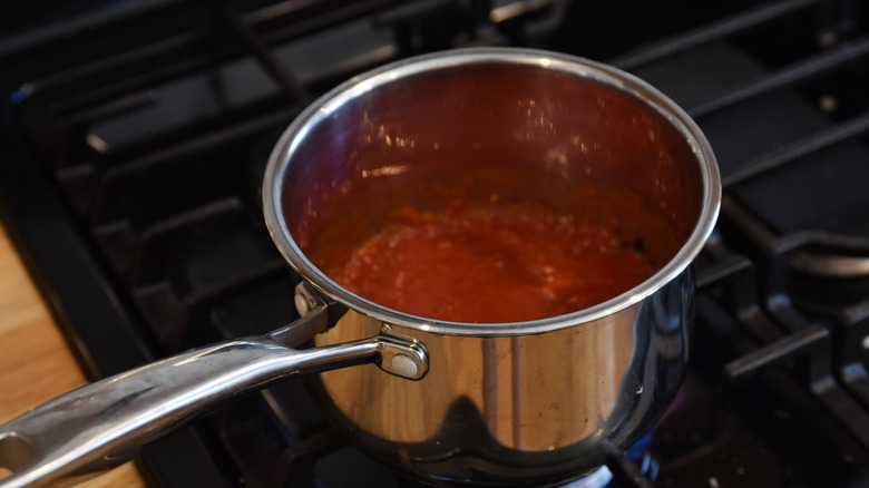 marinara sauce in saucepan