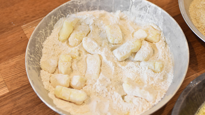 cheese curds coated in flour