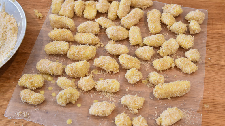 cheese curds on parchment paper